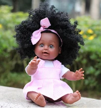 35CM African Girl Black Doll Handmade Silicone Vinyl Adorable Lifelike Toddler Reborn Baby Doll Kids Toys Gifts 35CM African Girl Black Doll Handmade Silicone Vinyl Adorable Lifelike Toddler Reborn Baby Doll Kids Toys Gifts