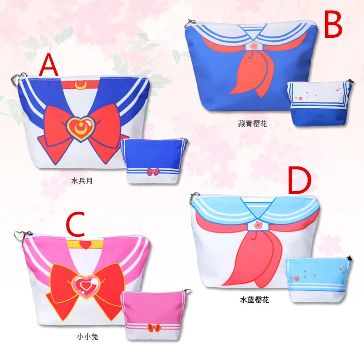 

4style Sailor Moon Suit Anime Action Figure Printed Canvas Girls Ladies Storage Cosmetic Bag Coin Wallet Purse Cosplay Handbag