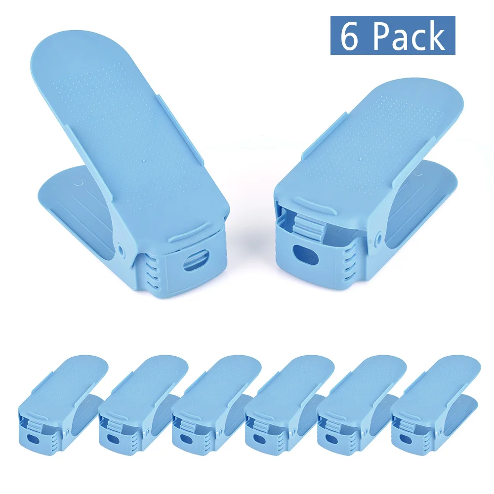 

6Pcs/Set Double Shoe Rack Adjustable Slipper Organizer Shoes Display Shoe Holder Storage Stand Space Saver Home Organize Tool