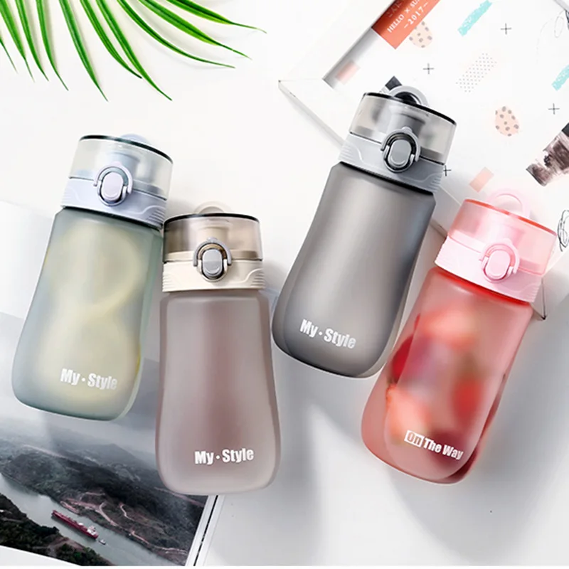 

450ML Plastic Cup Portable Simple Scrub Student Baby Children Summer Creative Sports Hand Feeding Cup For Kids Girls Baby Bottle