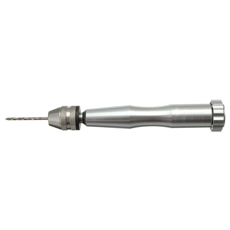 GOXAWEE Mini Micro Aluminum Hand Drill with Keyless Chuck with 10pcs HSS Twist Drill Bits Rotary Tool Wood Drilling 0.1-3.2mm