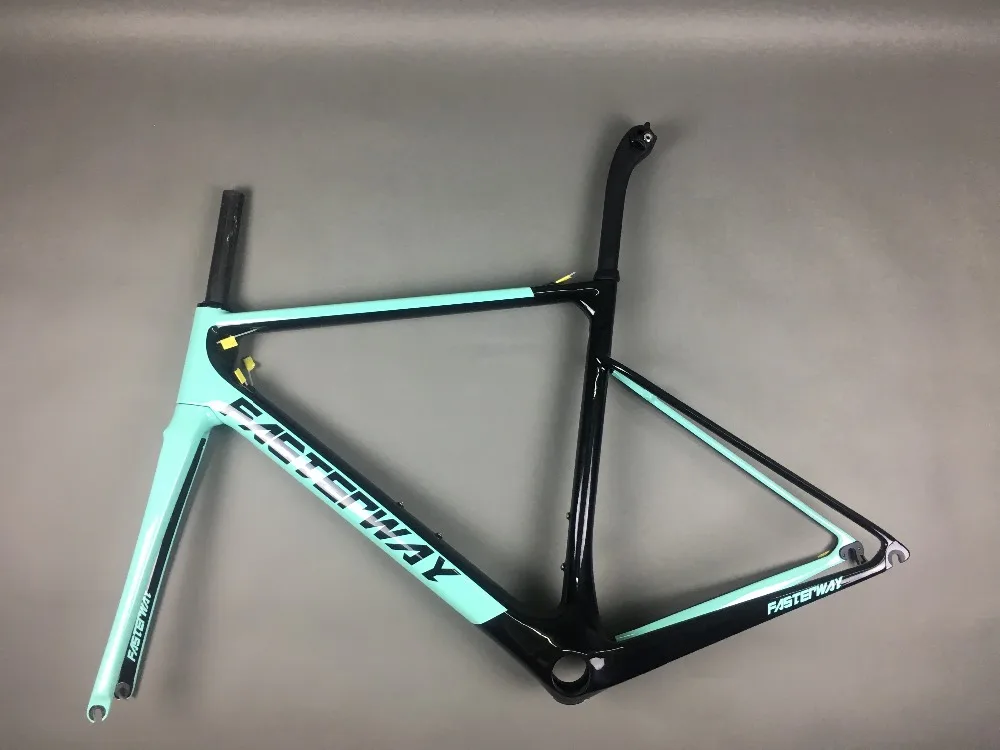 Discount light blue 2018 TAIWAN FASTERWAY classic carbon road frameset UD weaves carbon bike frame:Frameset+Seatpost+Fork+Clamp+Headset 29