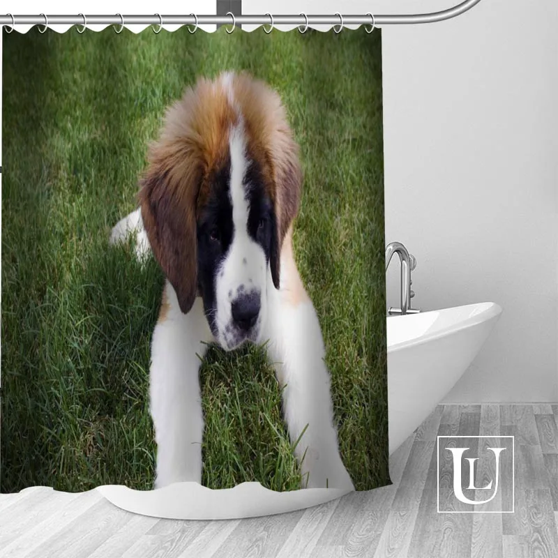 Большая Распродажа пользовательский сенбернар собака душевая занавеска с крючками для ванны водонепроницаемый из полиэстера ткань преобразите свой душ Шторы - Цвет: 17