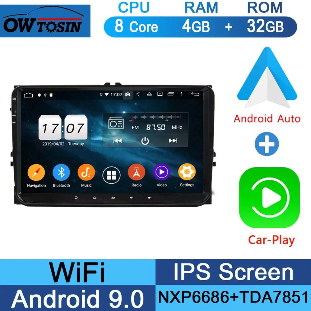 9 ''ips Octa 8 Core Android 9,0 автомобильный DVD радио мультимедиа плеер 4G+ 64G gps Navi для Volkswagen VW GOLF PASSAT POLO JETTA TIGUAN - Цвет: 32G CarPlay Android