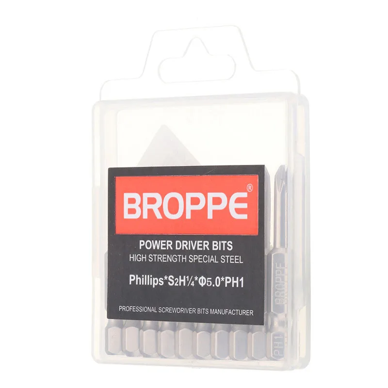 BROPPE 10 шт. PH1 3/4/5/6 мм, отвертка, биты, 1/4 ''шестигранным хвостовиком диаметром 50 мм Магнитная отвертка с крестообразным биты прочный - Цвет: 5mm