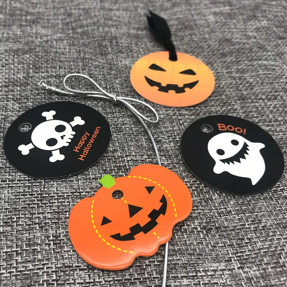 50pcs Halloween Tag Candy Bag Decoration Pumpkin Skull Gift Favors Packaging Hang Tags Horror Party Handmade Biscuit Decor 50pcs Halloween Tag Candy Bag Decoration Pumpkin Skull Gift Favors Packaging Hang Tags Horror Party Handmade Biscuit Decor