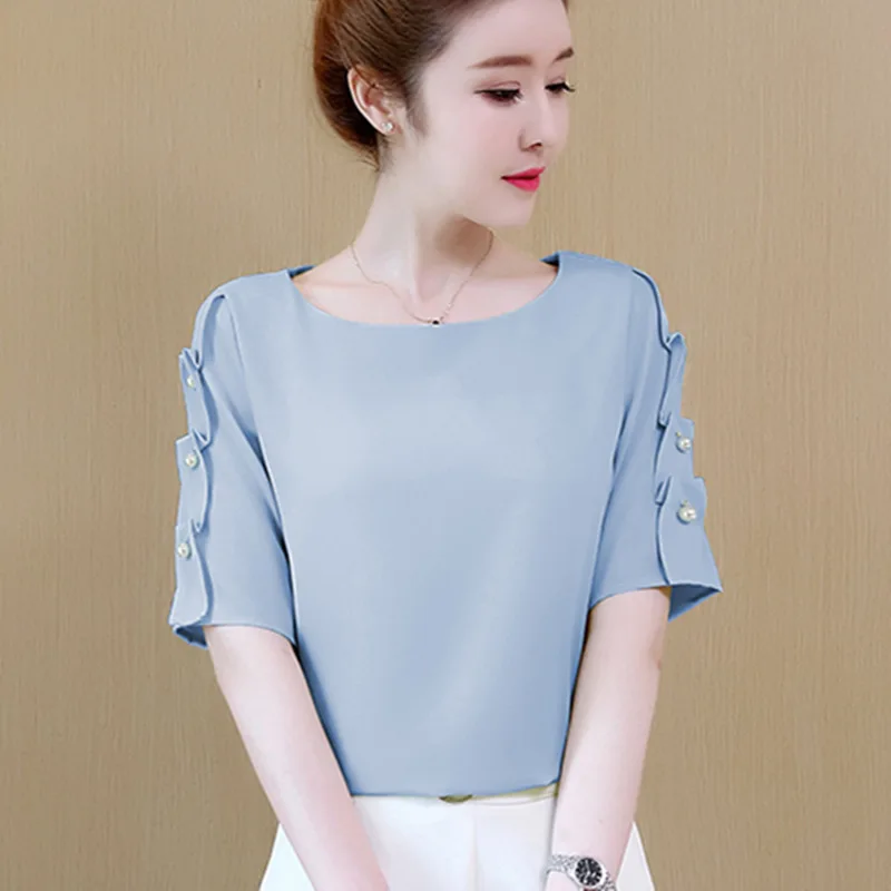 

Womens Tops and Blouses Summer Chiffon Blouse Fashion Women Short Sleeve Shirt Loose Ladies Tops Women Clothing Blusa Feminina