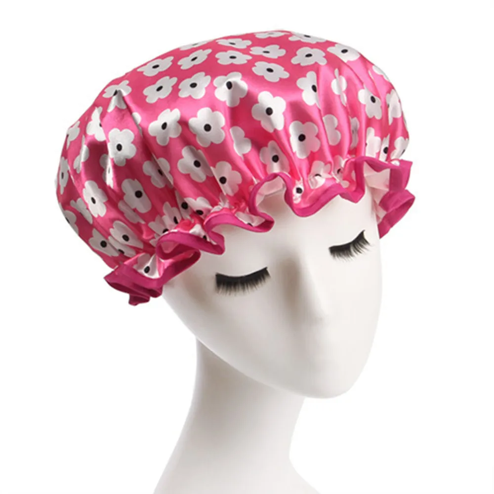 1PC Bathroom Accessories Waterproof Shower Cap Elastic Band Hat Bath