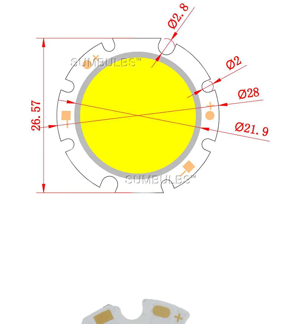 Round COB LED Chip On Board Light Source 28mm Diameter for Spotlight Downlight DIY LED Lamp Bulbs (1)