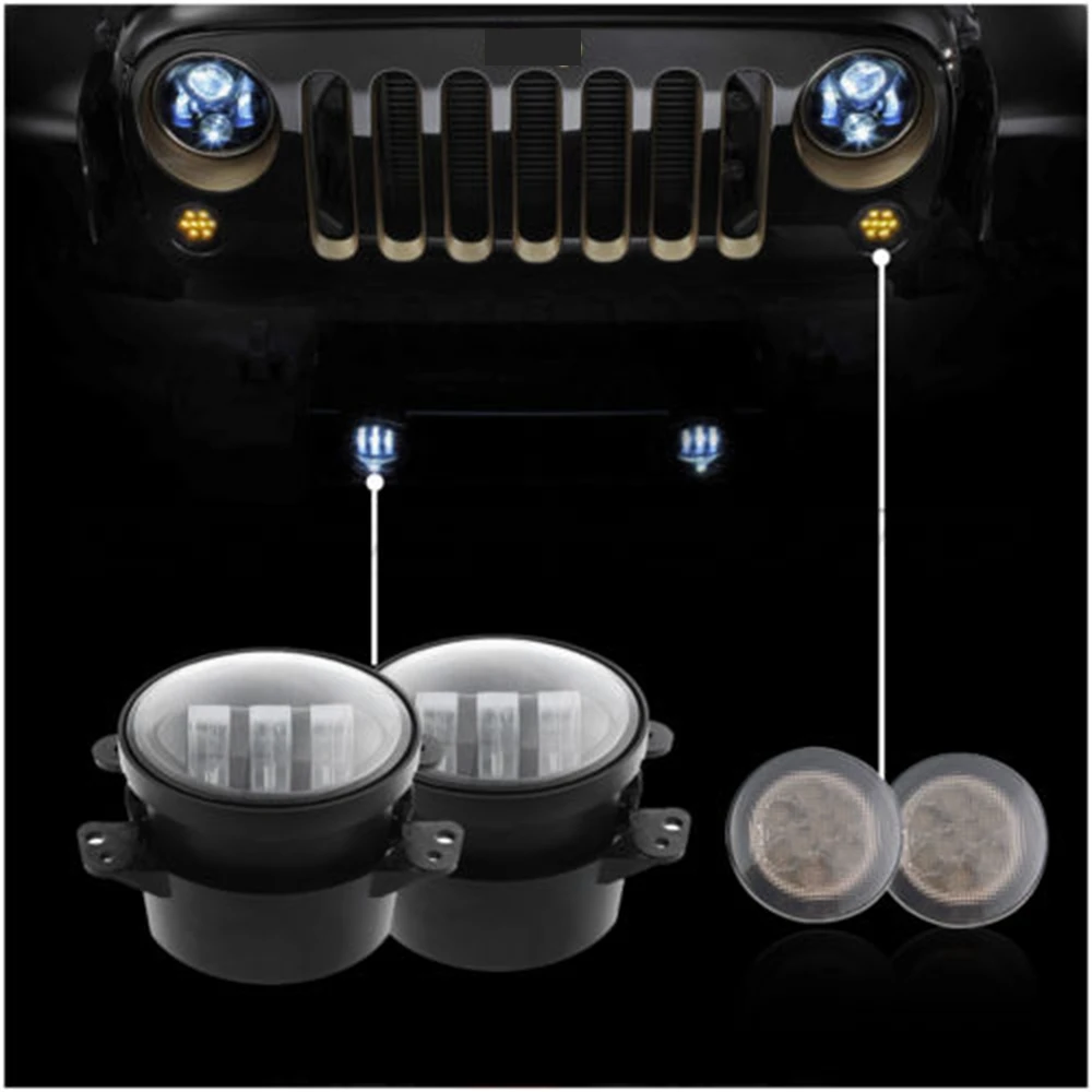 

LED 4'' 30wW Fog Light Indicator Signal Turn Light Lamps Bulb For Jeep Wrangler