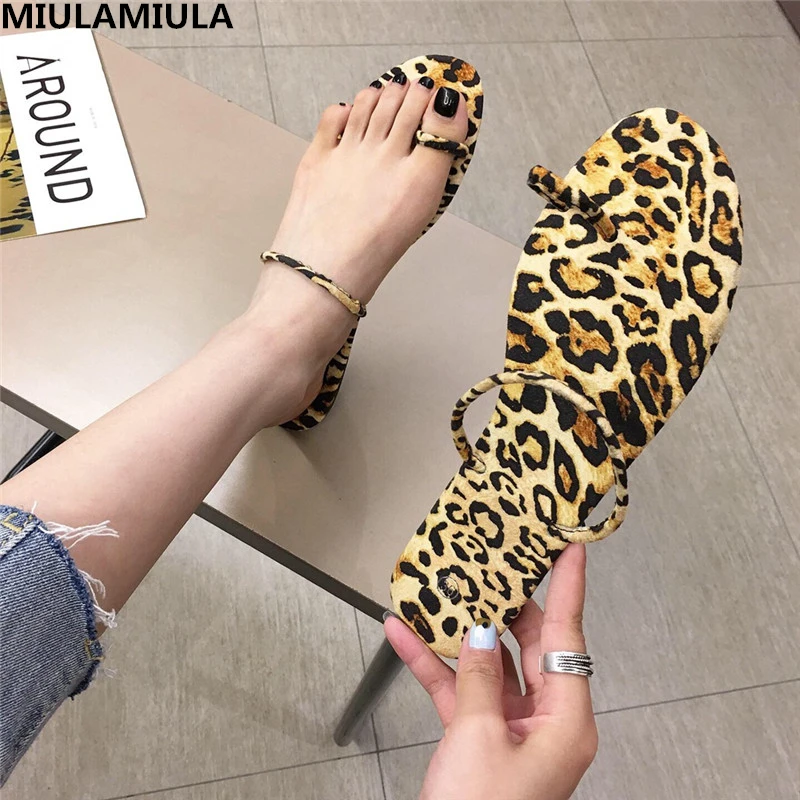 

MIULAMIULA Brand Designer New 2019 Summer Beach Flip Flops Sandals Leopard Women's Slippers Female Flat Sandals Flip Flops 35-40