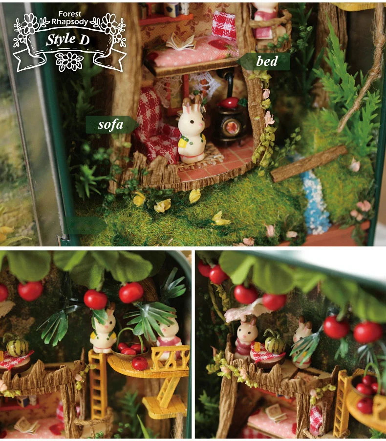 Box Theatre Forest rhapsody Doll House 3D Mini DIY Miniature Wooden Puzzle Dollhouse Furniture Decoration Toy for Birthday Gift  (6)