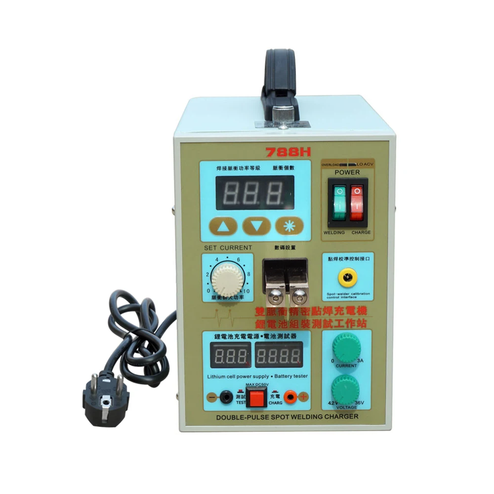 

LED Pulse Battery Spot Welder 788H Welding Machine Micro-computer 18650 Battery Charger 800 A 0.1 - 0.2 mm 36 V with LED light