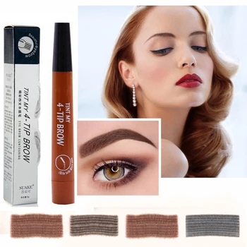 

Eyebrow Tattoo Pencil 4 Color Eye Brow Makeup Pen Waterproof Four Fork Tip Sketch Ink Liquid Eyebrow Tint Pen Easy Enhancer