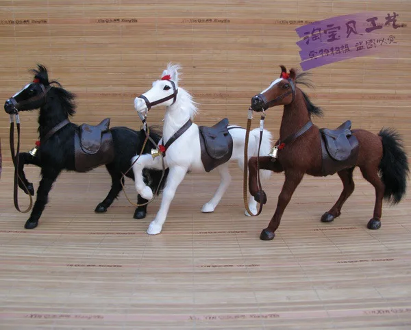 Белый моделирование Верховая Модель игрушки смолы и мех лошадь с седлом кукла подарок около 23x7x23 см 1183