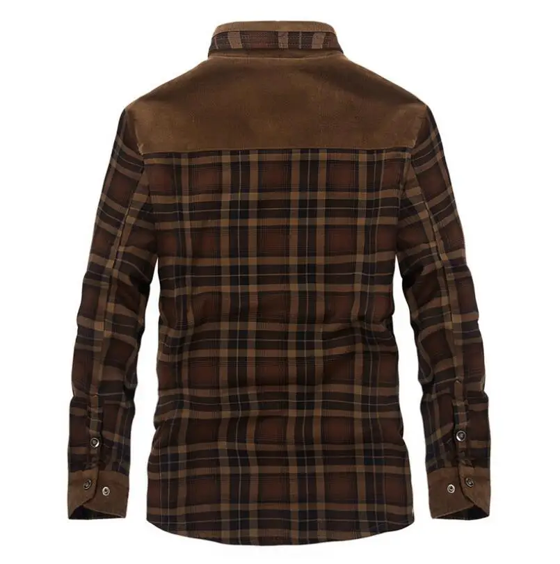 Goedkoop Winter Sneeuw Warm Mannen Shirts Dik gevoerd Plaid Plus Size 4XL Brand AFS ZDJP 100% Katoen 2018 Nieuwe Windjack Casual mannelijke Blouses