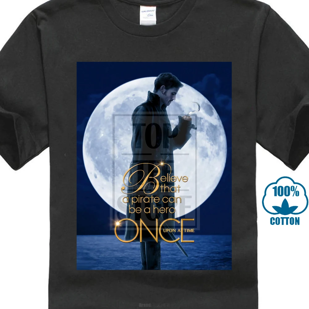 

New Captain Hook Killian Jones Once Upon A Time Men'S Black T Shirt Size S 4Xl