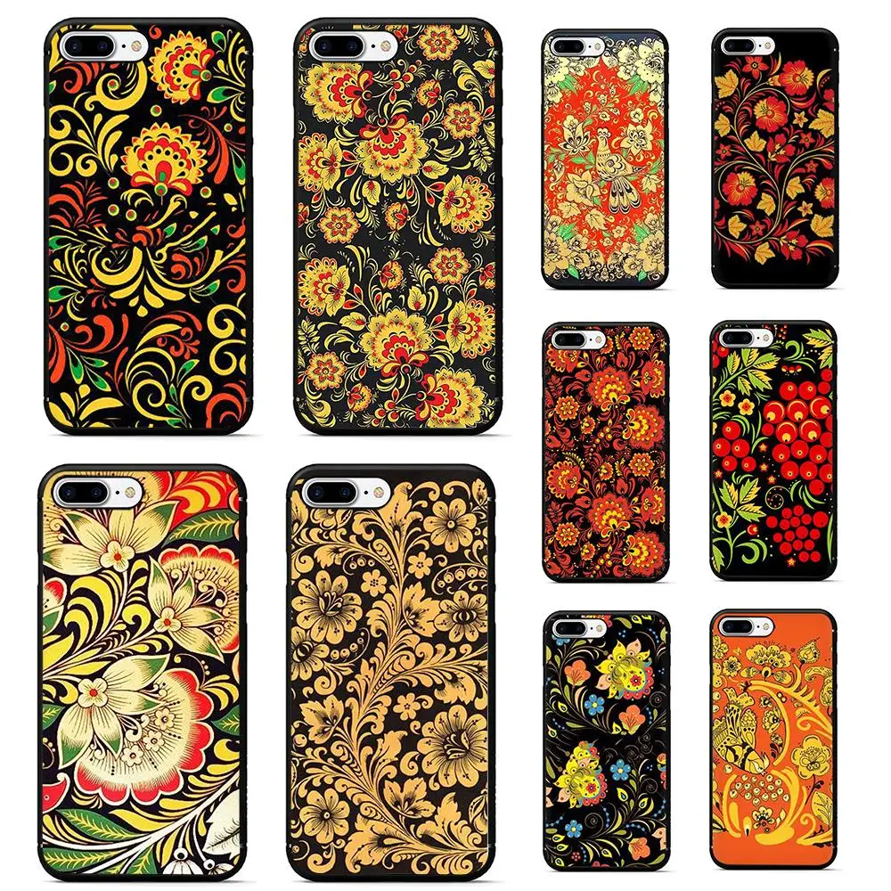 Khokhloma русский чехол для iphone 7 plus мягкий ТПУ телефона чехлы 6 6s X XR XS MAX coque fundas |
