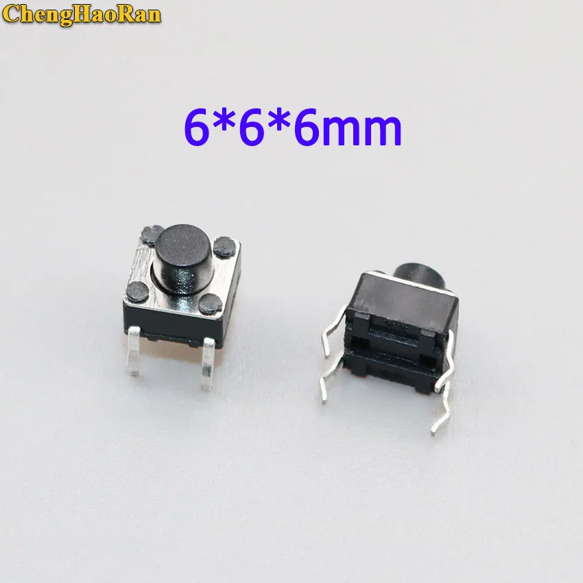 

ChengHaoRan 50pcs/lot 6x6x6MM 4PIN Tactile Tact Push Button Micro Switch Direct Plug-in Self-reset DIP Top Copper