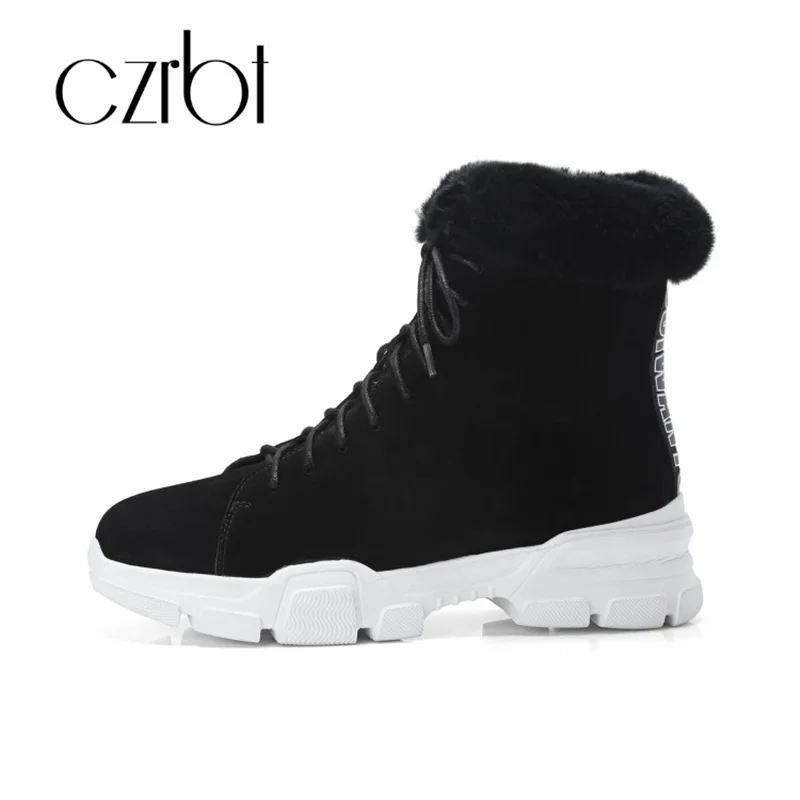 

New fashion women ankle boots platforms warm winter snow boots laceup round toe short martin shoes woman basic boots