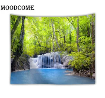 

green forest wall hanging tapestry nature Stream water wall blanket home dorm deocr wall carpet