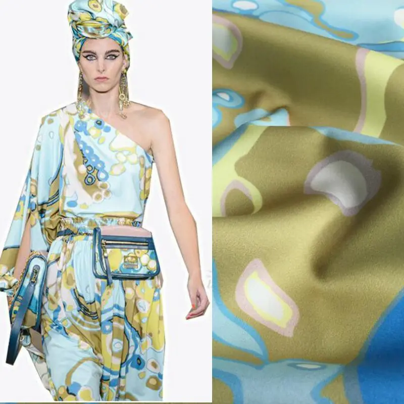 Европа и США новая имитация хлопка ткань мода секретный Бамбук печать желтый Гвоздика ткань платье ткань