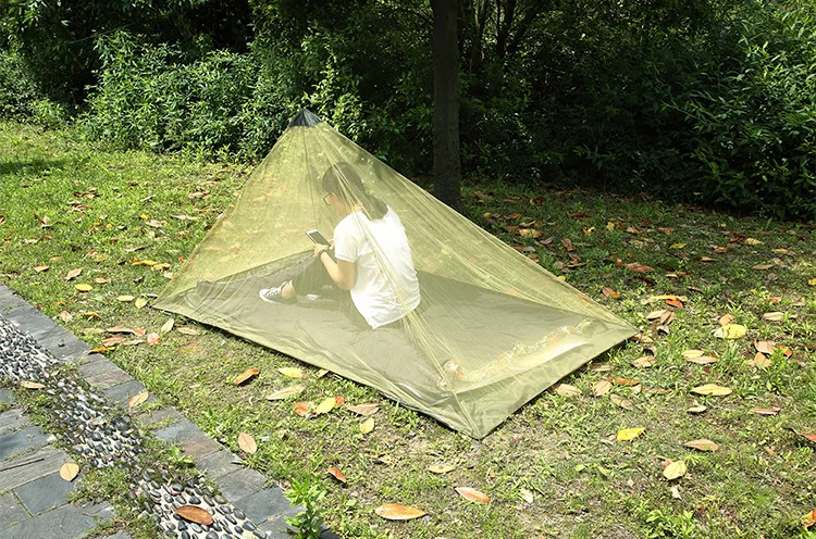 Одиночный человек Кемпинг скалолазание паразитные противомоскитные сетки Открытый Рыбалка треугольник перспективная палатка анти-москитная сетка палатка