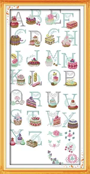 

Cake letters Printed Canvas DMC Counted Cross Stitch Kits printed Cross-stitch set Embroidery Needlework