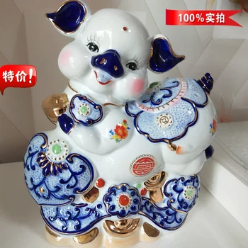 

Ceramic pig decorated with a large change jar savings piggy bank birthday gift lovely fortune geomantic decoration opening cere