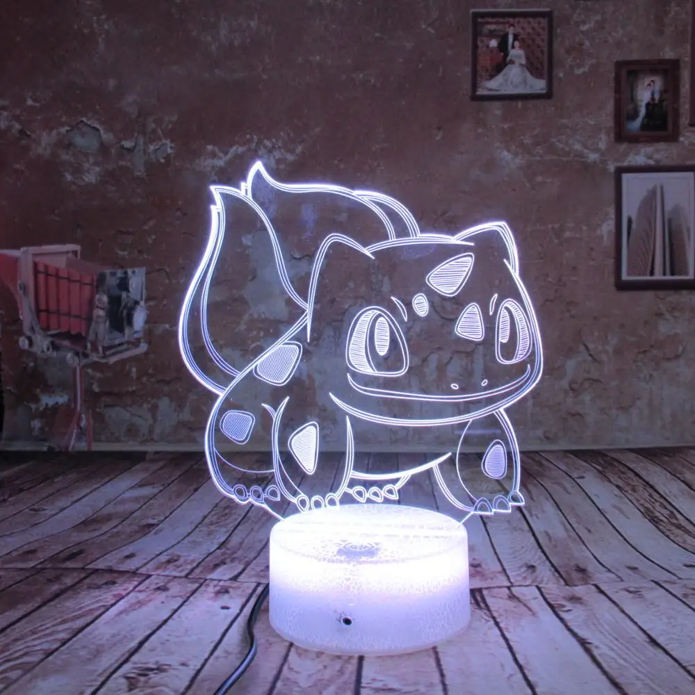 Pokemon Bulbasaur Night lights 3D Night Light Table Desk Optical Illusion Lamps 7 Color Changing