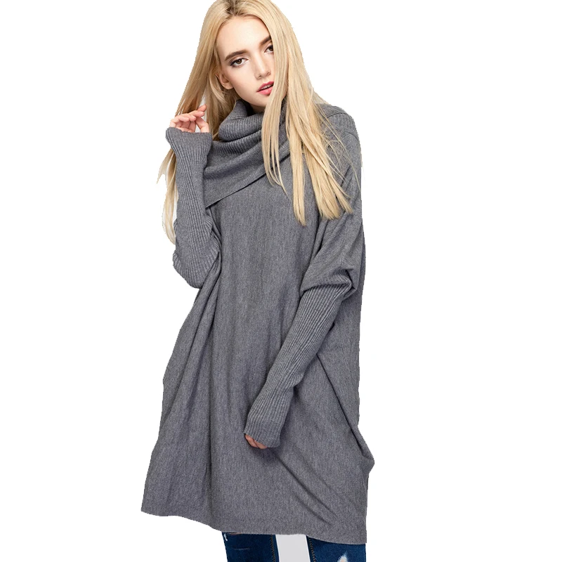 2017 Women Winter Sweater Bat Sleeve Shirt Woman Long Sleeved Turtleneck Coat Color Code Leisure | Женская одежда