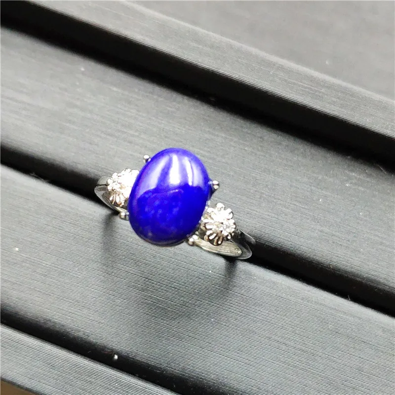 

Genuine Natural Royal Blue Lapis Lazuli Gemstone Adjustable Size Ring For Woman Man Anniversary Gift 11x9mm Beads Prayer Ring