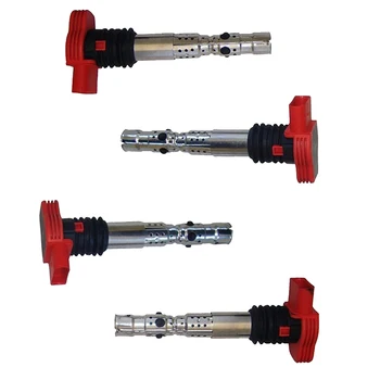 

4 Pcs TUKE Car Ignition Coil Spark Plug Connector Red Ignition Nozzle For 2002-2008 A4 A6 A8 3.0 V6 06C 905 115 L