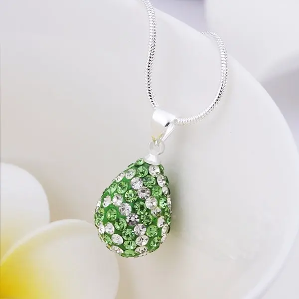 Free Shiping Fashion Shambala Necklace Water Drop Pendant Jewelry 925 Silver Shamballa Crystal SHN065 |