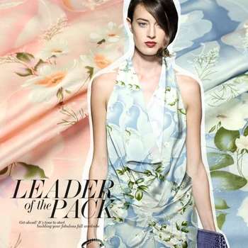 

114cm wide 16.5mm flower print mulberry silk crepe satin plain fabric for clothes diy bedding dress 6980