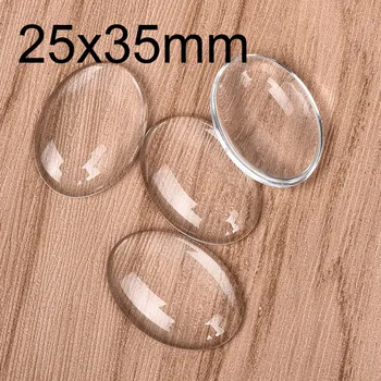 

10pcs/lot 25x35mm Oval Cabochons Transparent Glass Clear Flat Back for DIY Pendant Findings Jewelry Making Handmade Accessories