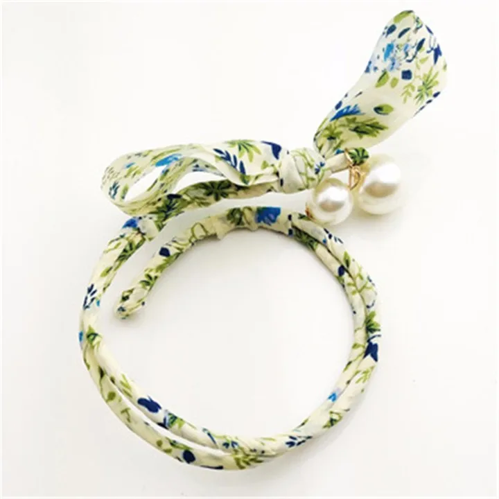 11 Cute Princess Pearl Bow Hairwear Ponytail Holder Hair Accessories For Women Lace Elastic Hair Rope Band Ties Girls Headdress Hairrope