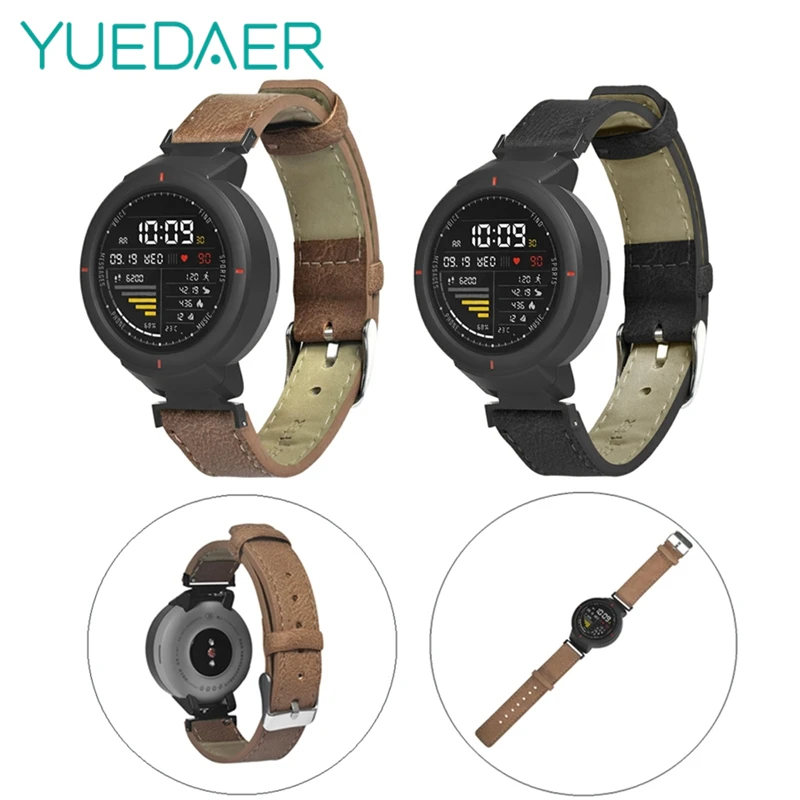 

YUEDAER Vintage Leather Strap For Xiaomi Amazfit Band Smart Watch Bands Business Bracelet For Amazfit Verge Metal Buckle Straps