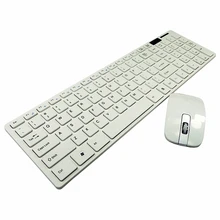 Russian Spanish French Arabic Portuguese Ultra Thin 2.4G Optical Wireless Keyboard and Mouse Combo for Android TV Box Win PC MAC