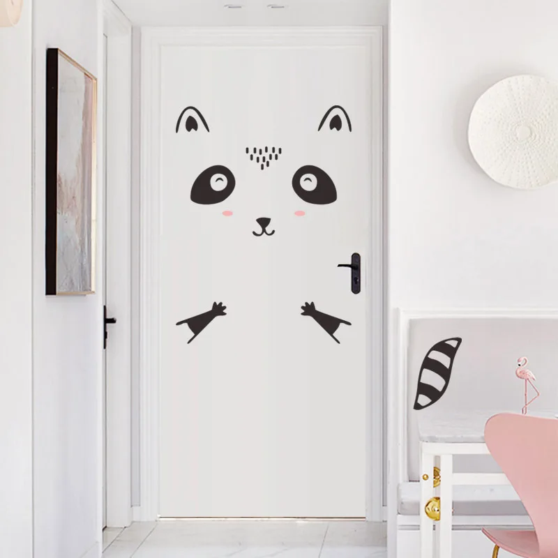Cartoon Cute Cat Door Stickers Diy Animal Self Adhesive Wall