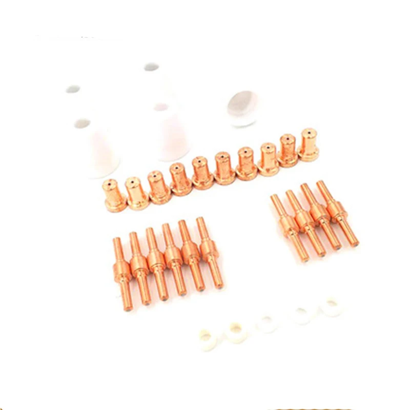 30pcs Copper Thermal Dynamics Plasma Cutter Tip Electrodes Consumables Ceramic Shield Cups Parts Kit For