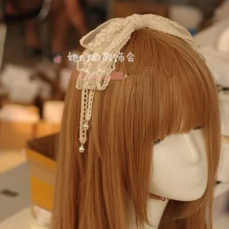 

Sweet lolita princess hairpin Handmade lace headband DIY large bow hair headdress hairpin bell Lolita witch Department GSH002
