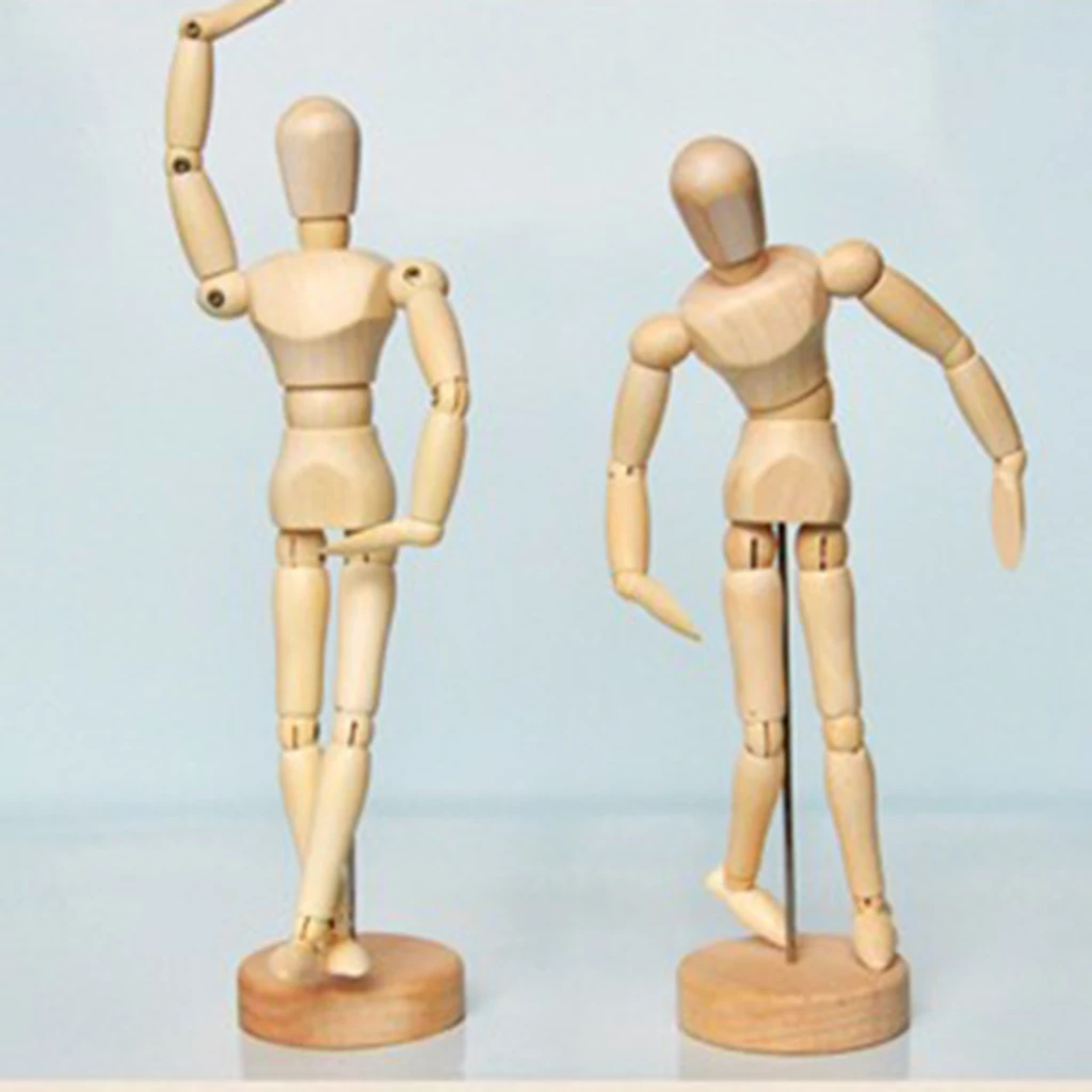 Wood 4.5'' Manikin Articulated Mannequin With Flexible Body - Perfect Unpainted Unisex Human Model