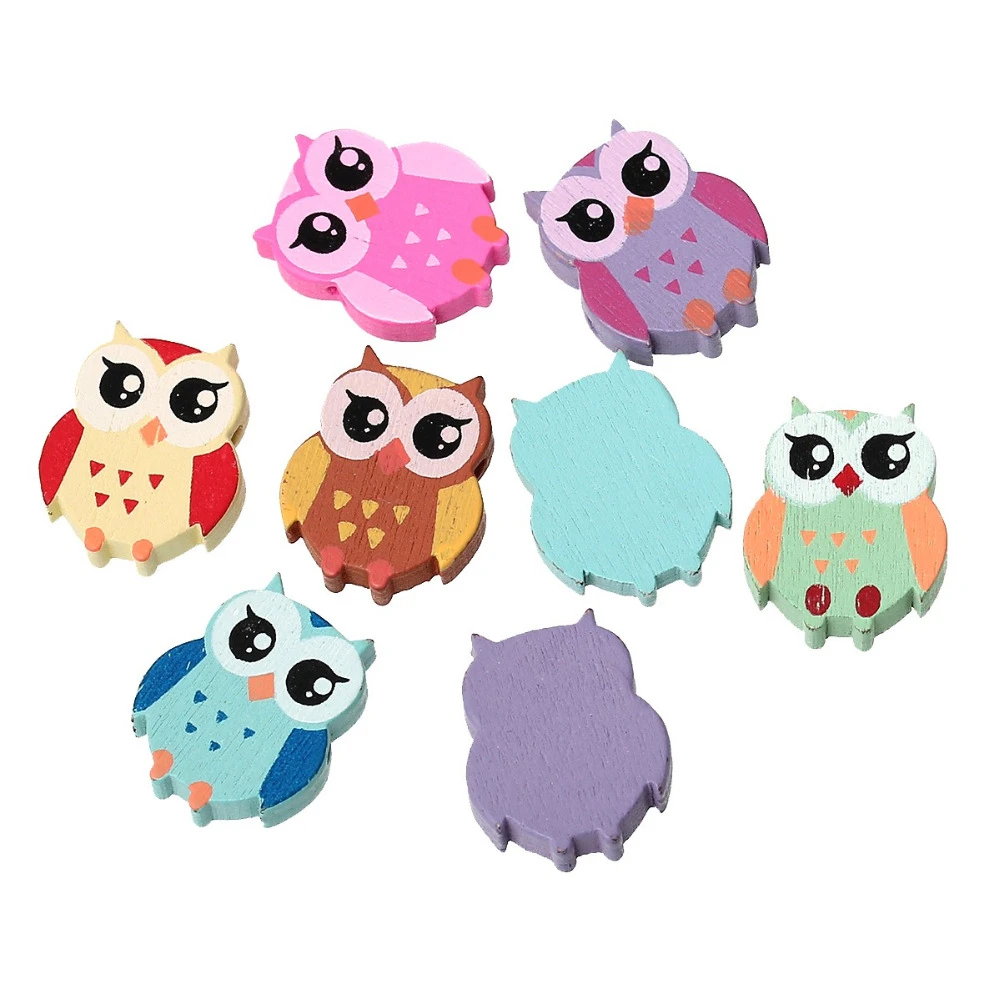 

DoreenBeads 2018 Hot New DIY Wood Spacer Beads For Women Making Jewelry Lovely Owl Mixed At Random About 21mm, Hole: 1.7mm, 8PCs