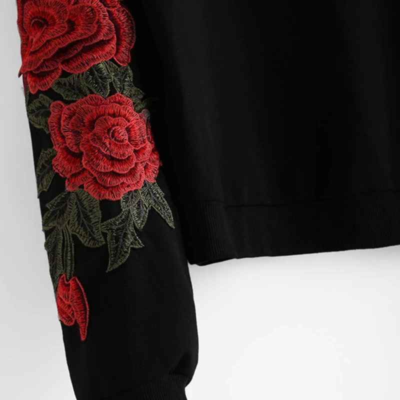 Rose Embroidery Sweatshirt Women Vintage Black Long Sleeve JKP050 HTB1r8VSSVXXXXaDXpXXq6xXFXXXI - Rose Embroidery Sweatshirt Women Vintage Black Long Sleeve JKP050