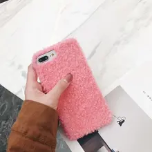 maosenguoji Plush Solid color Simple Mobile Phone Case for iphone6 6s plus 7 7Plus 8plus X fashion Couple case Feel comfortable
