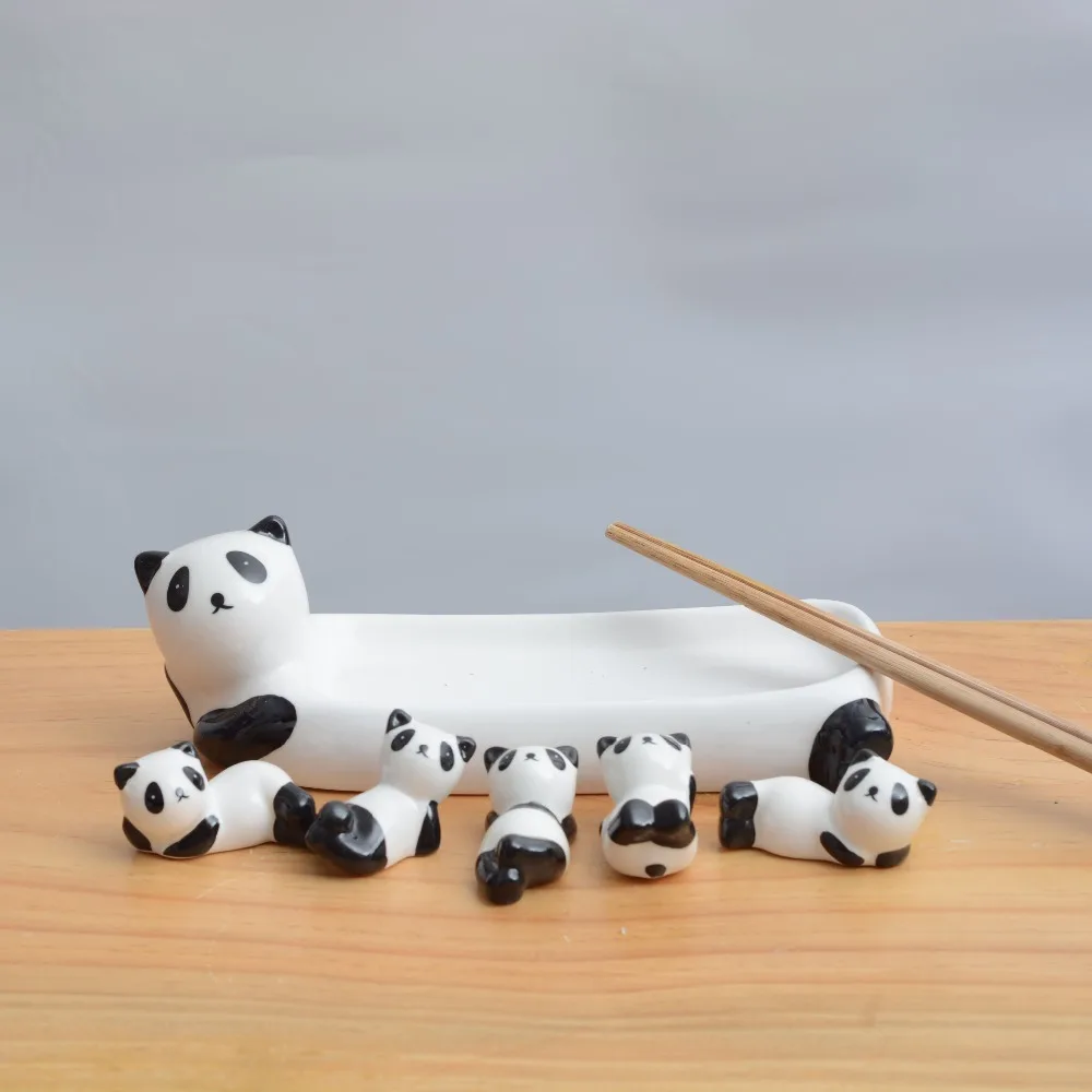 

Chopsticks Rack Panda Tableware Rack Japanese Ceramic Rack Cute Creative Cartoon Sushi Tableware Dining Table Can Be Decorated