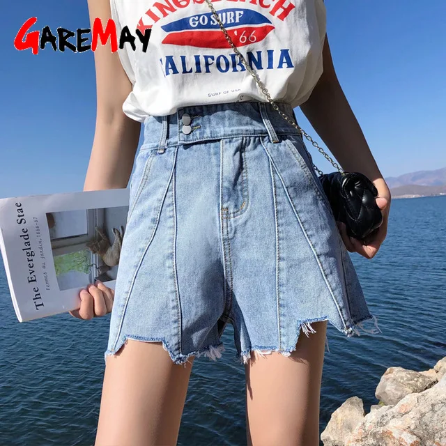 Женские джинсовые шорты Garemay черные свободные с высокой талией в Корейском стиле