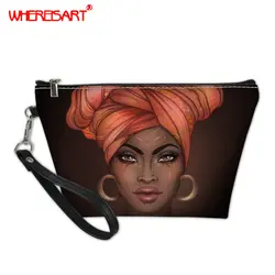 WHEREISART черная африканская королева американская женская косметичка модная женская сумочка для косметики водонепроницаемые косметические