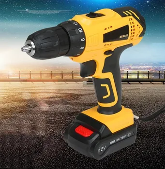 

12V Rechargeable Hand Drill Cordless and Screwdriver Mini Electric Drill Driver Tools Set Household Hand Tools w/ 2pcs batteries